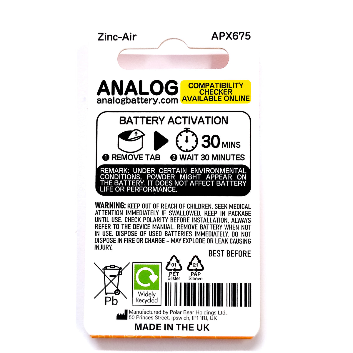 1.35V PX675 Mercury Battery (PX76, H-C, MR-7, E313, EPX675