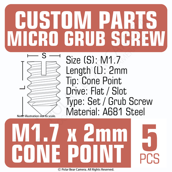 Grub Set Screw M1.7 x 2mm CONE POINT (Black)