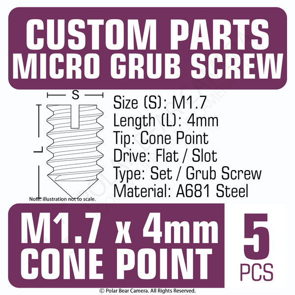Grub Set Screw M1.7 x 4mm CONE POINT (Black)