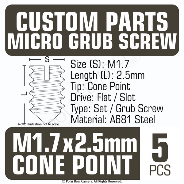 Grub Set Screw M1.7 x 2.5mm CONE POINT (Black)
