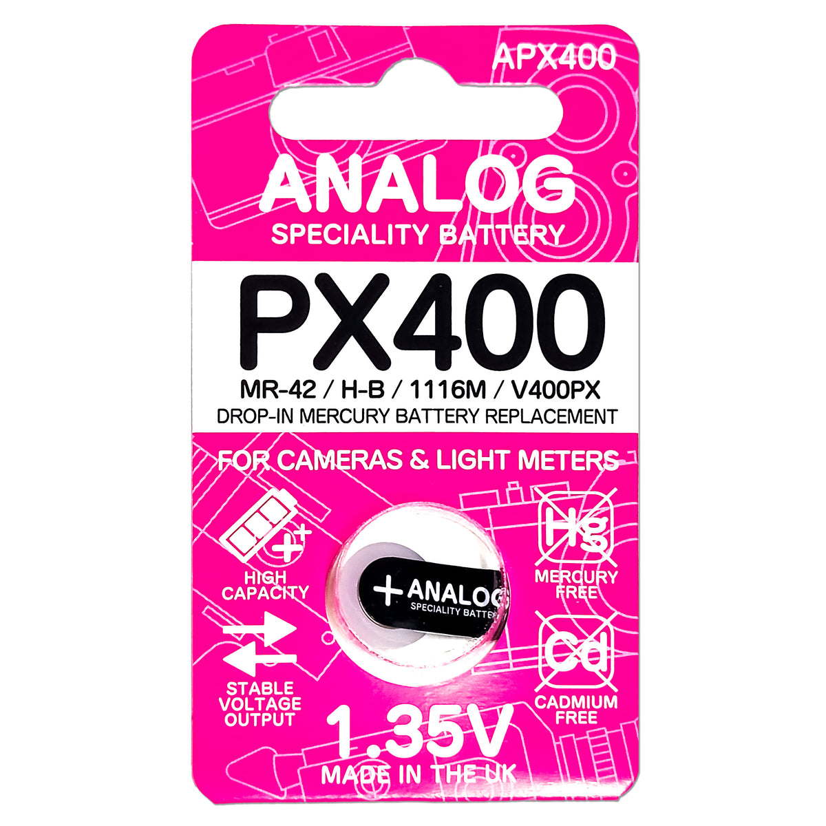 1.35V PX400 Battery (MR-42, H-B, 343, V400PX, MRB400, APX400