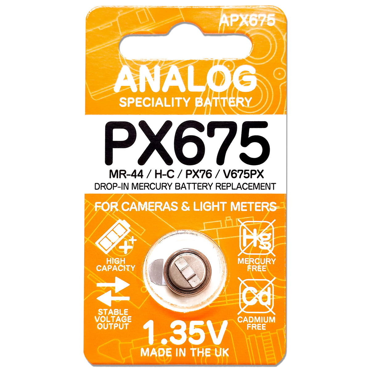 1.35V PX675 Mercury Battery (PX76, H-C, MR-7, E313, EPX675