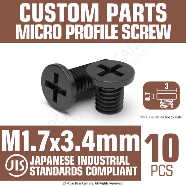 JIS Micro Profile Screw M1.7 x 3.4mm Black (Head 3x0.7) Cross Point