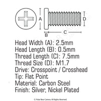 JIS Micro Profile Screw M1.7 x 7.5mm (Head 2.5x0.5) Cross Point