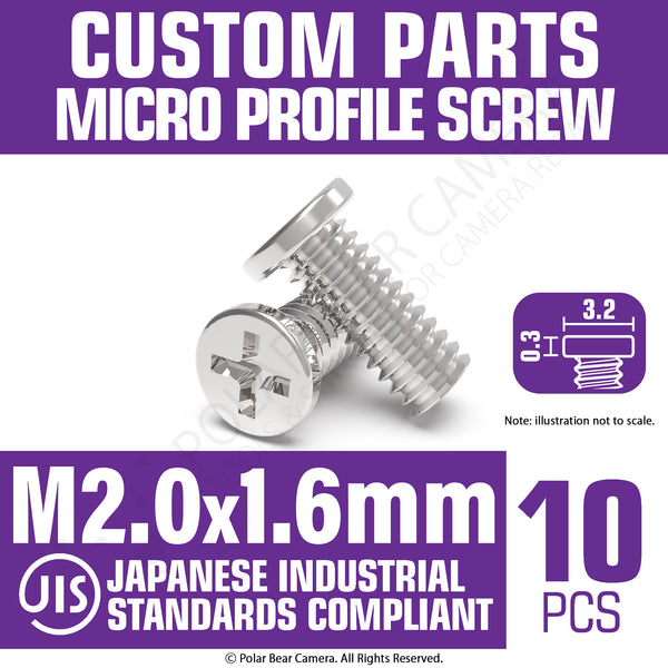 JIS Micro Profile Screw M2.0 x 1.6mm (Head 3.2x0.3) Stainless Steel Cross Point