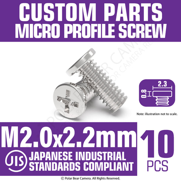 JIS Micro Profile Screw M2.0 x 2.2mm (Head 2.3x0.8) Stainless Steel Cross Point