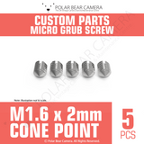 Grub Set Screw M1.6 x 2mm CONE POINT (Silver)