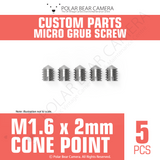 Grub Set Screw M1.6 x 2mm CONE POINT (Silver)