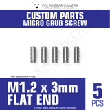 Grub Set Screw M1.2 x 3mm FLAT END (Silver)