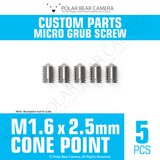 Grub Set Screw M1.6 x 2.5mm CONE POINT (Silver)