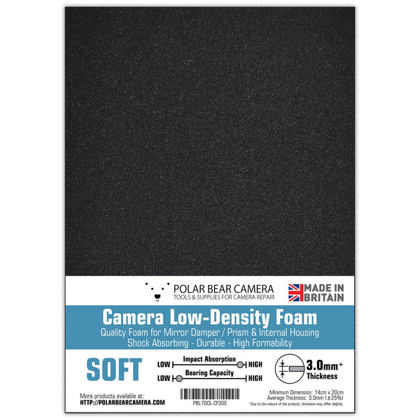 Camera Low Density Foam (SOFT / 3mm) for Mirror Damper / SLR Prism Housing / Camera Internal Spacer