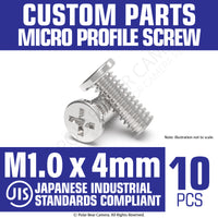 JIS Micro Profile Screw M1.0 x 4mm (Head 2.0x0.4) Stainless Steel Cross Point