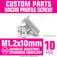JIS Micro Profile Screw M1.2 x 10mm (Head 2.3x0.5) Stainless Steel Cross Point