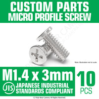 JIS Micro Profile Screw M1.4 x 3mm (Head 2.6x0.5) Stainless Steel Cross Point