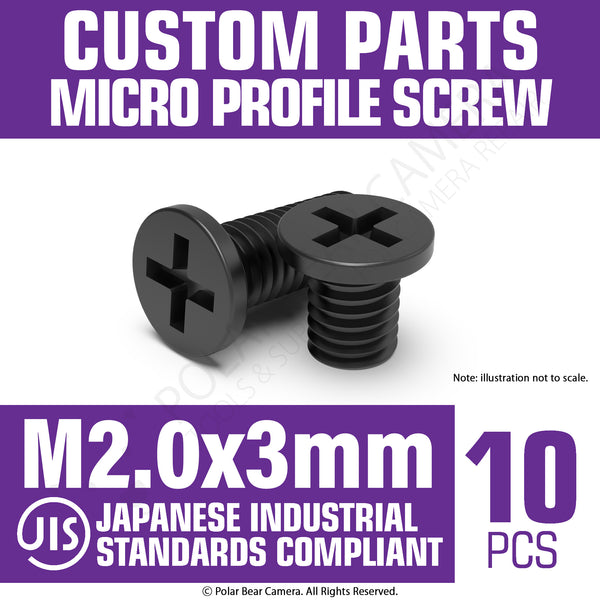 JIS Micro Profile Screw M2.0 x 3mm Black (Head 4x0.6) Cross Point