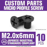 JIS Micro Profile Screw M2.0 x 6mm Black (Head 4x0.6) Cross Point