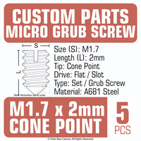 Grub Set Screw M1.7 x 2mm CONE SHARP POINT End BLACK A681 Steel [Made in Japan]