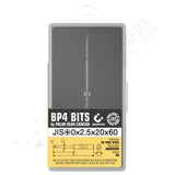 BP4 JIS JCIS #0x2.5x20x60 Crosspoint Recess Screwdriver Bit - Fits VESSEL D73 / HIOS BP-H4 / OHMI VH-4 / 4mm Shank / 800 System