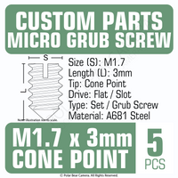 Grub Set Screw M1.7 x 3mm CONE SHARP POINT End BLACK A681 Steel [Made in Japan]