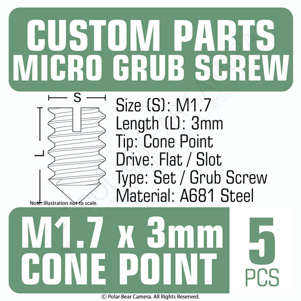 Grub Set Screw M1.7 x 3mm CONE SHARP POINT End BLACK A681 Steel [Made in Japan]