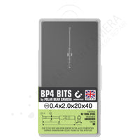BP4 0.4x2.0x20x40 Flathead Slotted Magnetised Screwdriver Bit - Fits VESSEL D73 / HIOS BP-H4 / OHMI VH-4 / 4mm Shank / 800 System