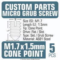 Grub Set Screw M1.7 x 1.5mm CONE SHARP POINT End BLACK A681 Steel [Made in Japan]