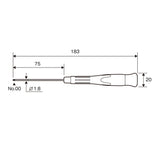 ANEX JIS Crosspoint Magnetised Precision Screwdriver No.3511 (+00 x 75)