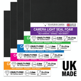 Camera Light Seal SELF-ADHESIVE Foam SOFT-TOUCH 0.5mm 1mm 1.5mm 2mm 3mm (MADE IN UK)