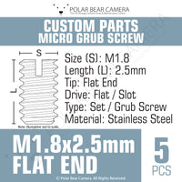 Grub Set Screw M1.8 x 2.5mm FLAT END (Silver)