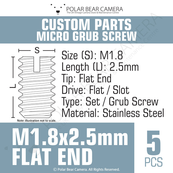 Grub Set Screw M1.8 x 2.5mm FLAT END (Silver)