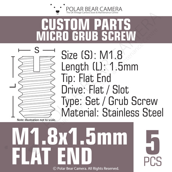 Grub Set Screw M1.8 x 1.5mm FLAT END (Silver)
