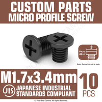 JIS Micro Profile Screw M1.7 x 3.4mm Black (Head 3x0.7) Cross Point