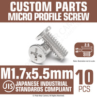 JIS Micro Profile Screw M1.7 x 5.5mm (Head 2.5x0.5) Cross Point