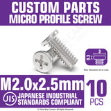 JIS Micro Profile Screw M2.0 x 2.5mm (Head 3x0.3) Stainless Steel Cross Point