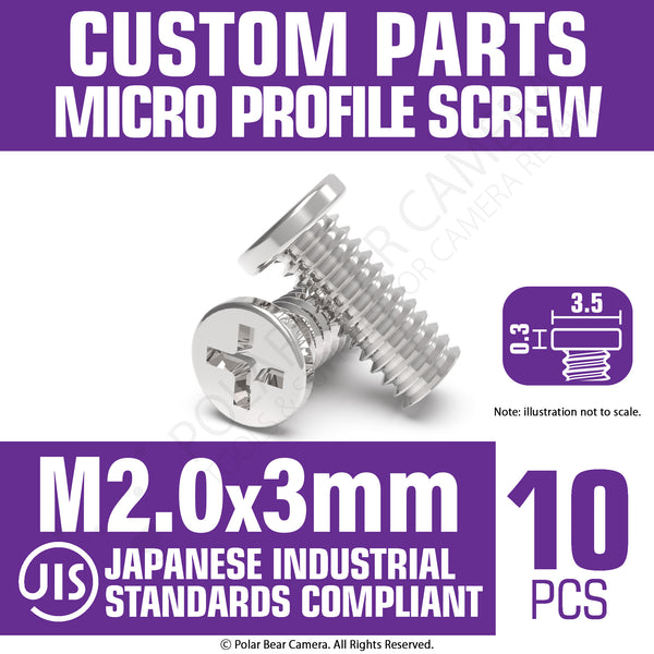 JIS Micro Profile Screw M2.0 x 3mm (Head 3.5x0.3) Stainless Steel Cross Point