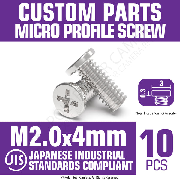 JIS Micro Profile Screw M2.0 x 4mm (Head 3x0.3) Stainless Steel Cross Point