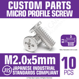 JIS Micro Profile Screw M2.0 x 5mm (Head 3x0.3) Cross Point