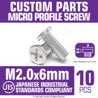 JIS Micro Profile Screw M2.0 x 6mm (Head 3x0.5) Cross Point
