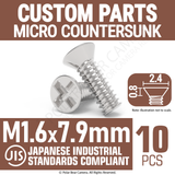 Micro Countersunk Screw M1.6 x 7.9mm (Head 2.4x0.8) Cross Point