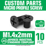 JIS Micro Profile Screw M1.4 x 2mm Black (Head 2.5x0.5) Cross Point