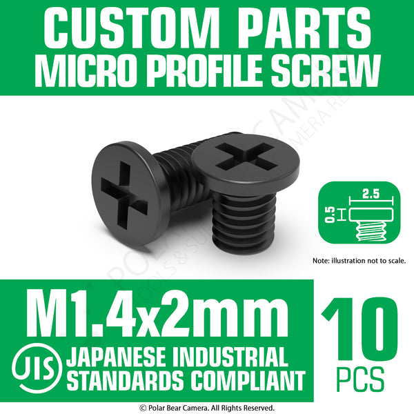 JIS Micro Profile Screw M1.4 x 2mm Black (Head 2.5x0.5) Cross Point