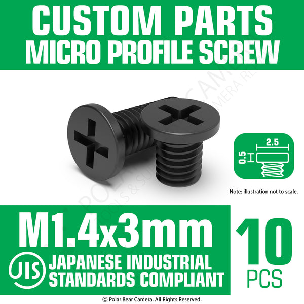 JIS Micro Profile Screw M1.4 x 3mm Black (Head 2.5x0.5) Cross Point