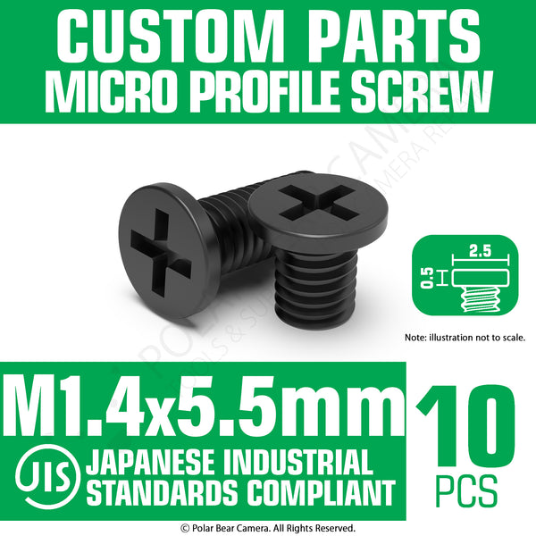 JIS Micro Profile Screw M1.4 x 5.5mm Black (Head 2.5x0.5) Cross Point