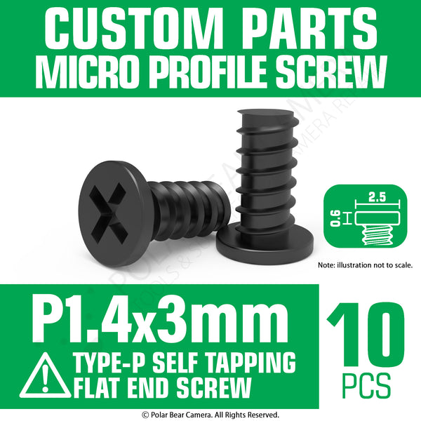 Micro Profile Screw P1.4 x 3mm Black (Head 2.5x0.6) Cross Point