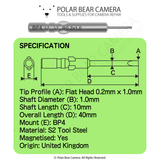 BP4 0.2x1.0x10x40 Flathead Slotted Magnetised Screwdriver Bit - Fits VESSEL D73 / HIOS BP-H4 / OHMI VH-4 / 4mm Shank / 800 System