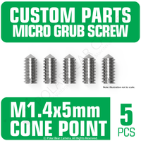 Grub Set Screw M1.4 x 5mm CONE POINT (Silver)