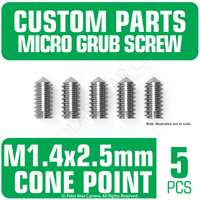 Grub Set Screw M1.4 x 2.5mm CONE POINT (Silver)