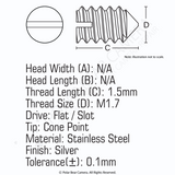 Grub Set Screw M1.7 x 1.5mm CONE POINT (Silver)