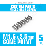Grub Set Screw M1.6 x 2.5mm CONE POINT (Silver)