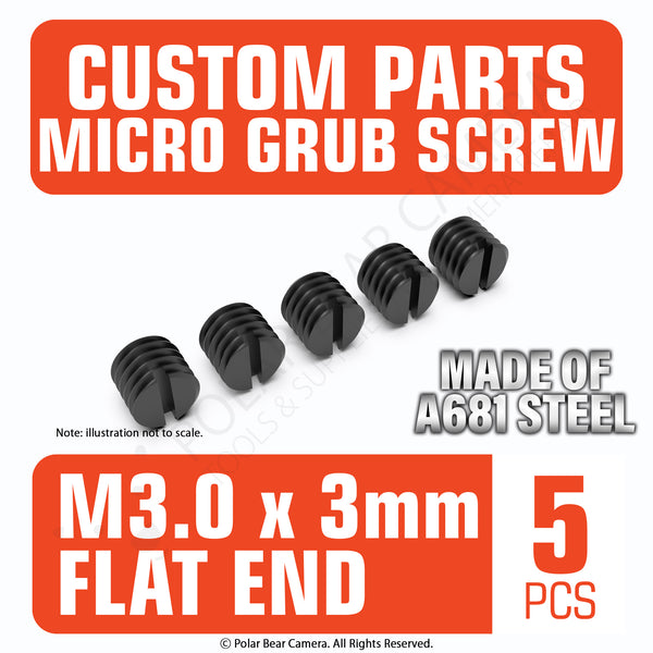 Grub Set Screw M3 x 3mm FLAT End BLACK A681 Steel